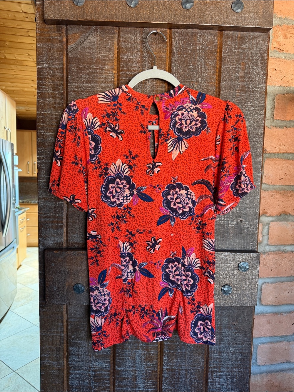 Free People top size large short sleeves stretchy fitted form fitting - Picture 5 of 12